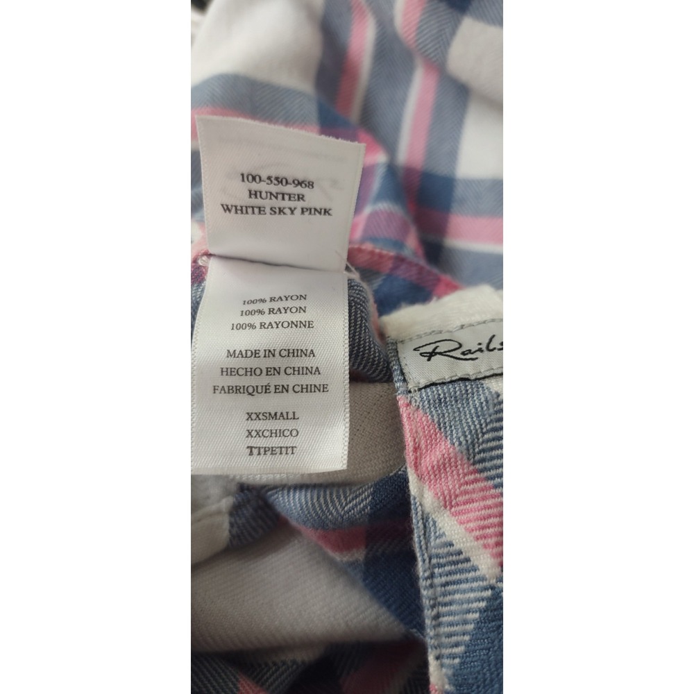 Rails Hunter Plaid Woven Rayon Button-Up Shirt Collared Long Sleeve Cowgirl XXS - Picture 5 of 6